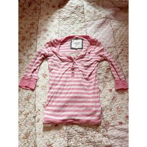 y2k pink striped abercrombie & fitch tee